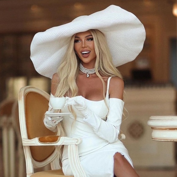 🌸 XL FLOPPY HAT SUN VACATION LARGE OVERSIZED BLACK BOHO BEACH POOL HEAD COVER - Picture 8 of 16